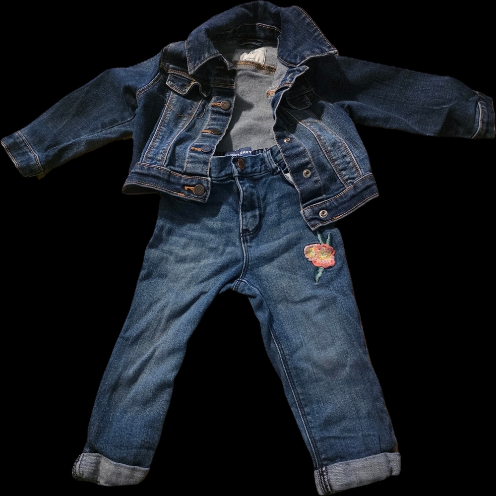 Old Navy Kids Dark Blue Denim Jacket and Jeans Set